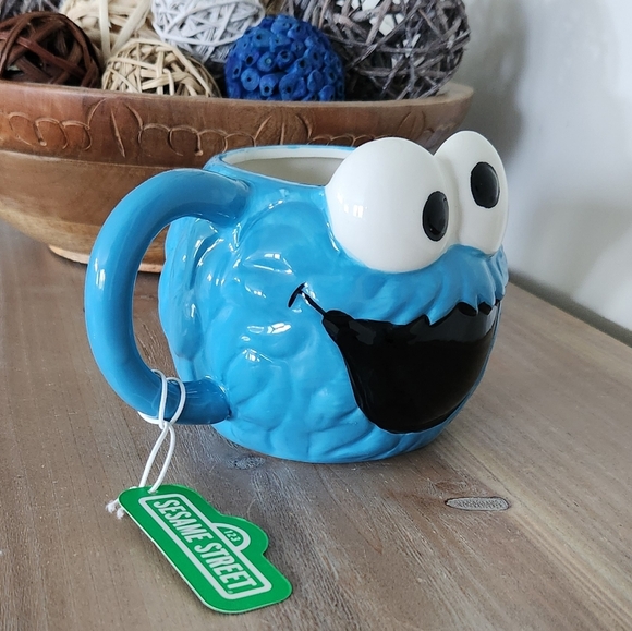 🍪 Sesame Street Cookie Monster Coffee Mug – Hand Painted, NWT, Large Muppets - Picture 8 of 16